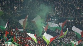 Celtic maçında yasağa rağmen Filistin bayraklarının açılması bekleniyor